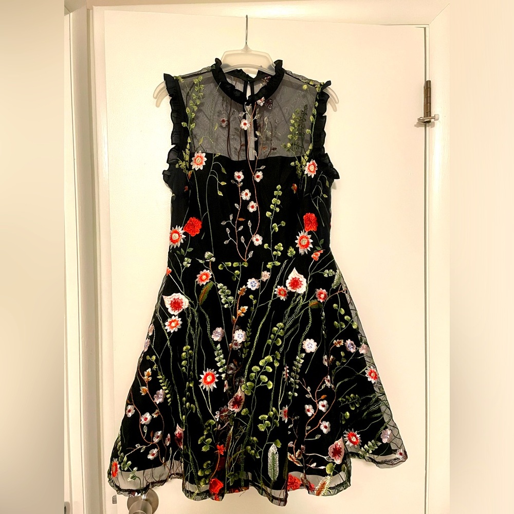 A black floral dress